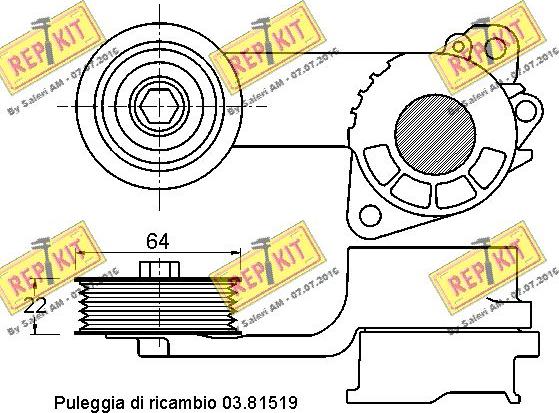 REPKIT RKT3234 - Натягувач ременя, клинові зуб. autocars.com.ua