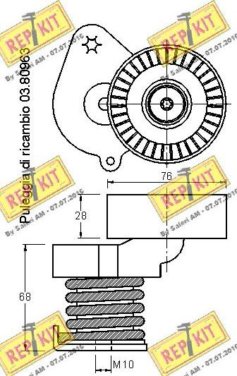 REPKIT RKT3330 - Натягувач ременя, клинові зуб. autocars.com.ua