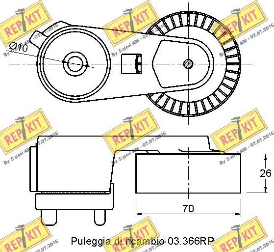 REPKIT RKT3352 - Натягувач ременя, клинові зуб. autocars.com.ua