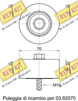 REPKIT RKT3371 - Паразитний / провідний ролик, поліклиновий ремінь autocars.com.ua