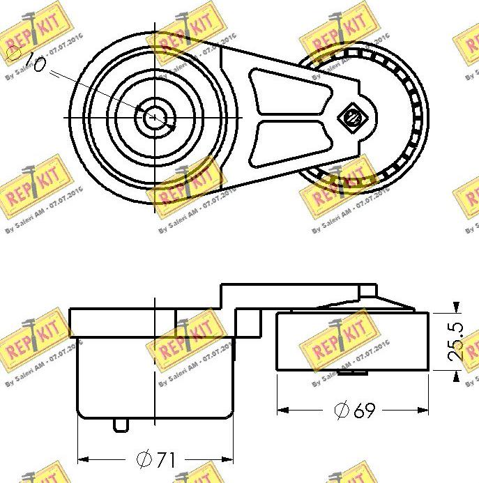 REPKIT RKT3386 - Натягувач ременя, клинові зуб. autocars.com.ua