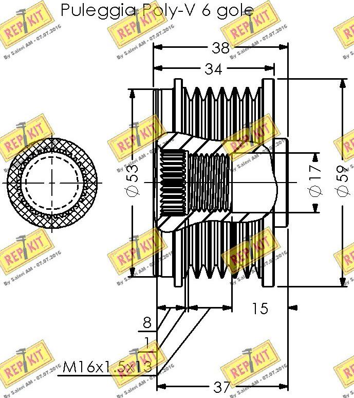 REPKIT RKT3395 - Ремінний шків, генератор autocars.com.ua