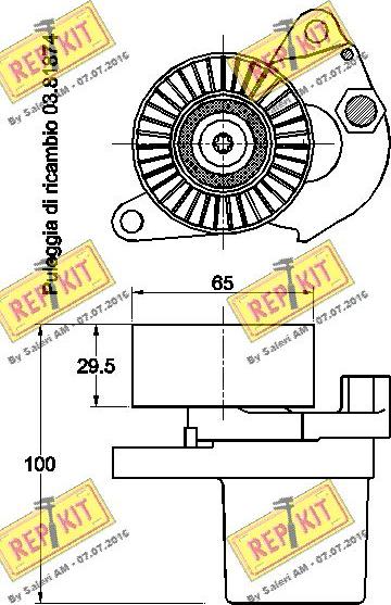 REPKIT RKT3428 - Натягувач ременя, клинові зуб. autocars.com.ua