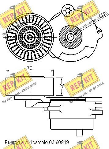 REPKIT RKT3432 - Натягувач ременя, клинові зуб. autocars.com.ua