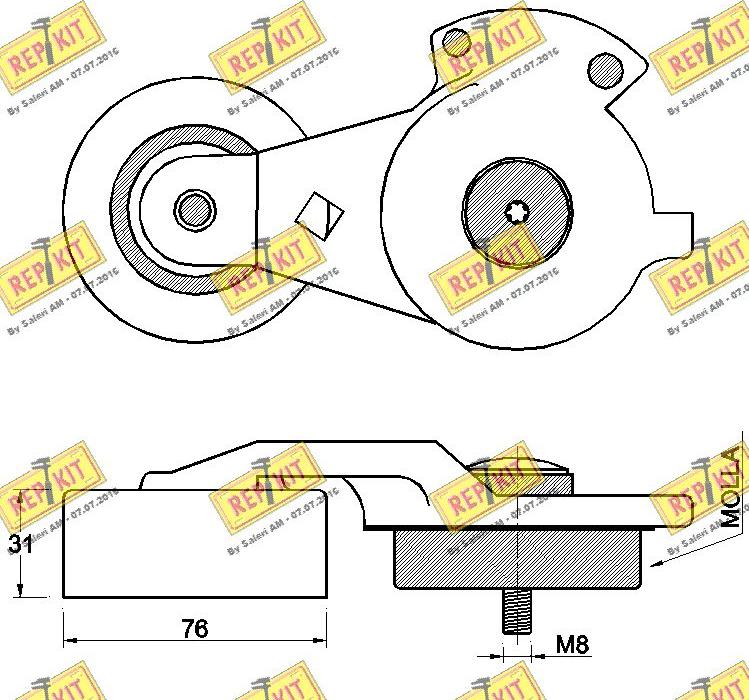 REPKIT RKT3462 - Натягувач ременя, клинові зуб. autocars.com.ua