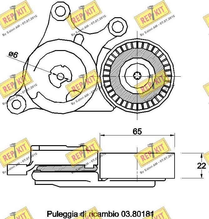 REPKIT RKT3500 - Натягувач ременя, клинові зуб. autocars.com.ua