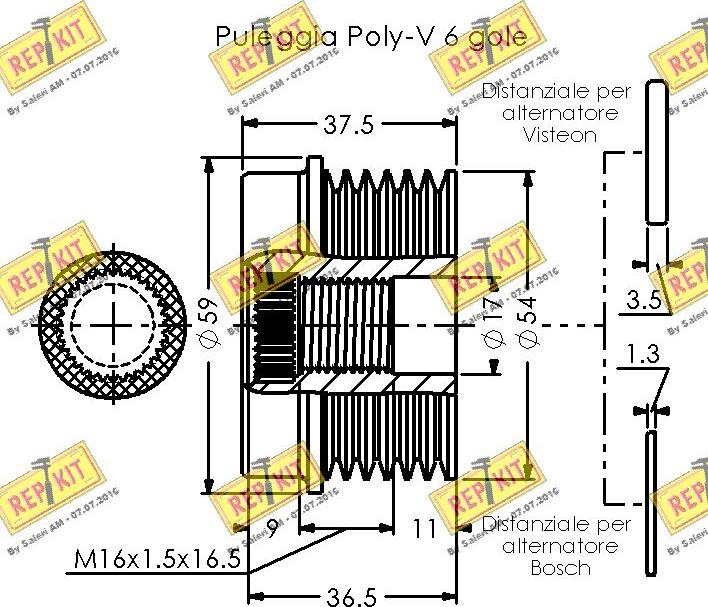 REPKIT RKT3519 - Ремінний шків, генератор autocars.com.ua