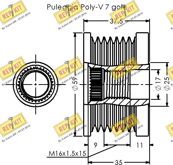 REPKIT RKT3522 - Ремінний шків, генератор autocars.com.ua