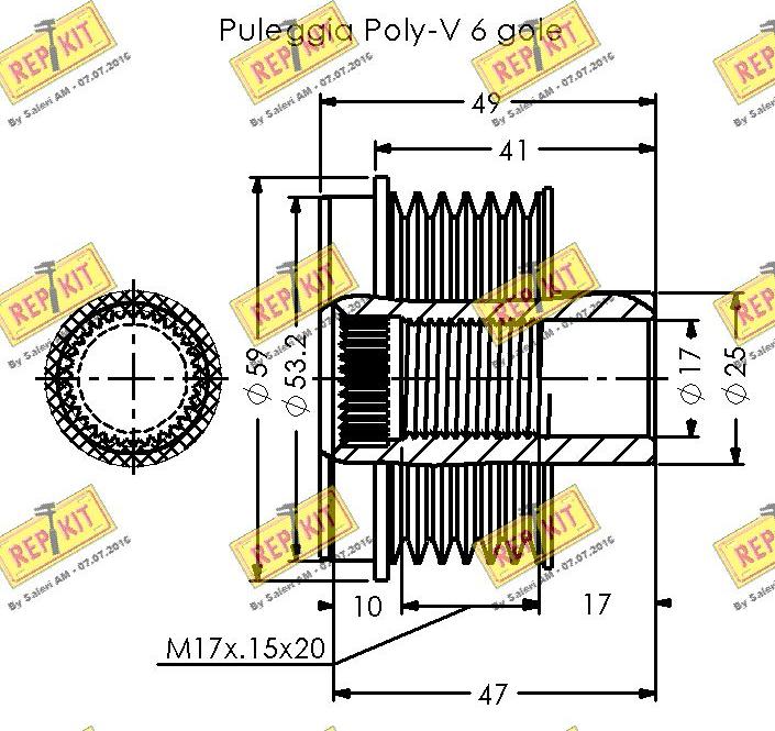 REPKIT RKT3527 - Ремінний шків, генератор autocars.com.ua