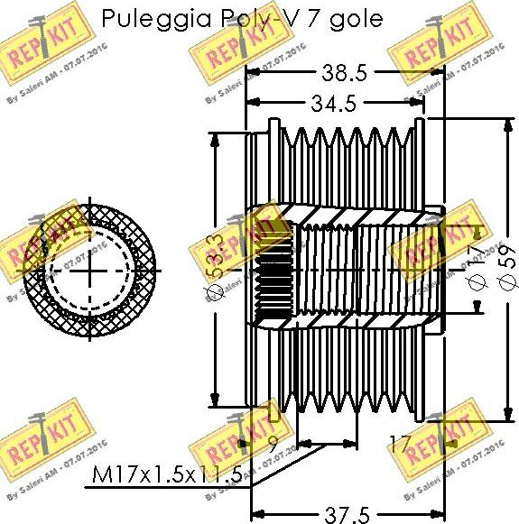 REPKIT RKT3592 - Ремінний шків, генератор autocars.com.ua