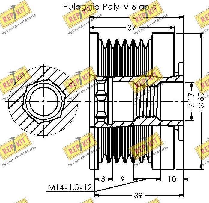 REPKIT RKT3599 - Ремінний шків, генератор autocars.com.ua