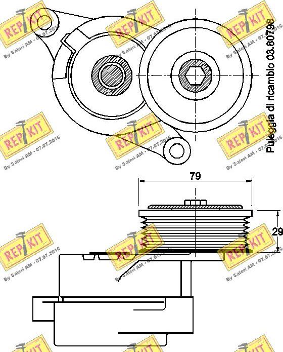 REPKIT RKT3621 - Натягувач ременя, клинові зуб. autocars.com.ua