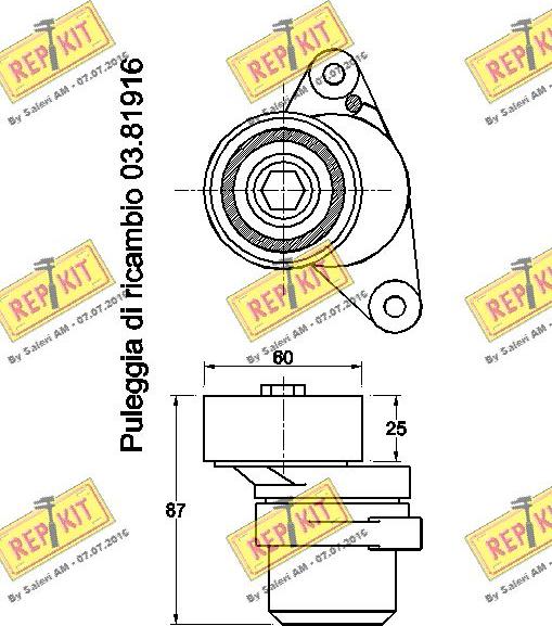 REPKIT RKT3631 - Натягувач ременя, клинові зуб. autocars.com.ua