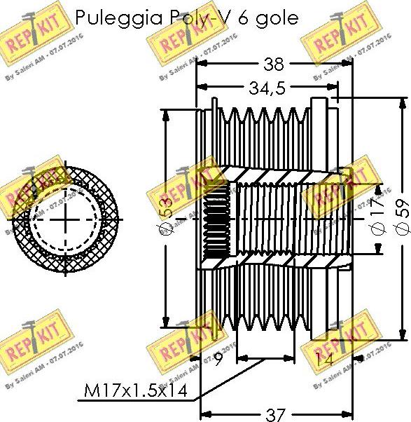 REPKIT RKT3646 - Ремінний шків, генератор autocars.com.ua