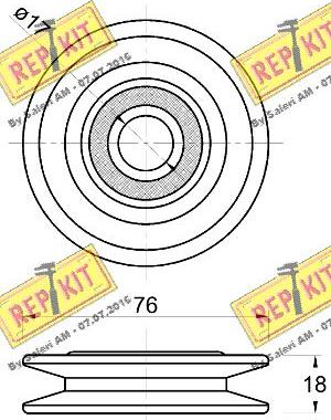 REPKIT RKT3719 - Паразитний / провідний ролик, поліклиновий ремінь autocars.com.ua