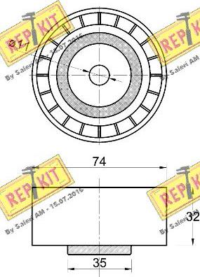 REPKIT RKT3745 - Паразитний / провідний ролик, поліклиновий ремінь autocars.com.ua