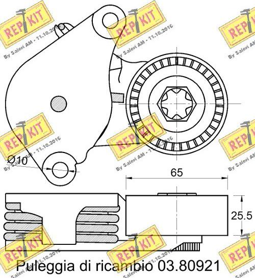 REPKIT RKT3762 - Натягувач ременя, клинові зуб. autocars.com.ua