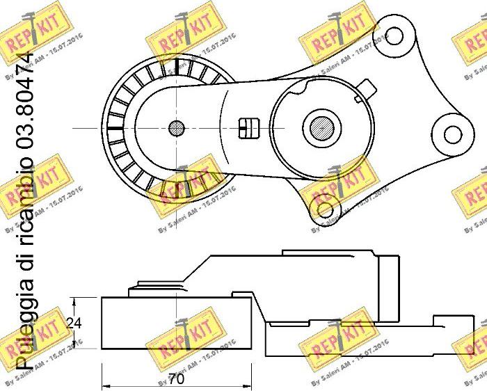 REPKIT RKT3767 - Натягувач ременя, клинові зуб. autocars.com.ua