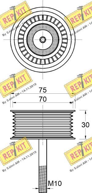 REPKIT RKT3840 - Паразитний / провідний ролик, поліклиновий ремінь autocars.com.ua