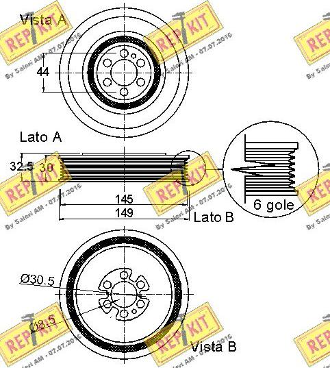 REPKIT RKT9052 - Ремінний шків, колінчастий вал autocars.com.ua