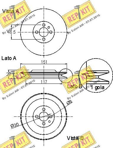 REPKIT RKT9125 - Ремінний шків, колінчастий вал autocars.com.ua