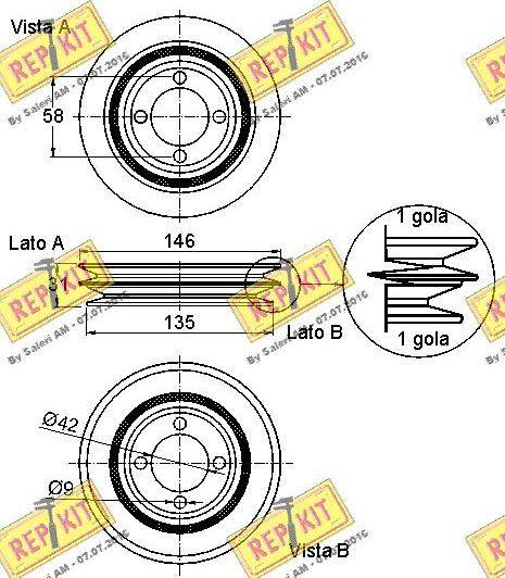 REPKIT RKT9263 - Ремінний шків, колінчастий вал autocars.com.ua