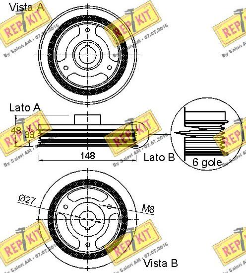 REPKIT RKT9270 - Ремінний шків, колінчастий вал autocars.com.ua