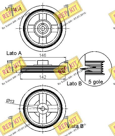 REPKIT RKT9272 - Ремінний шків, колінчастий вал autocars.com.ua