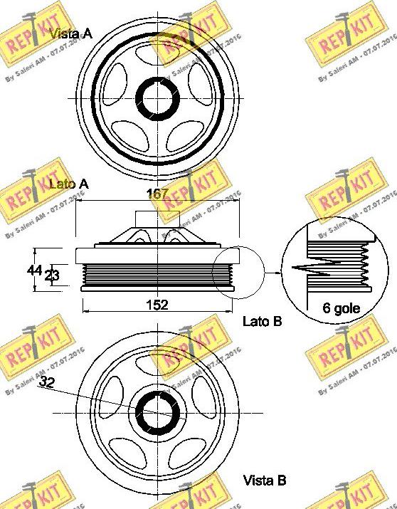 REPKIT RKT9305 - Ремінний шків, колінчастий вал autocars.com.ua