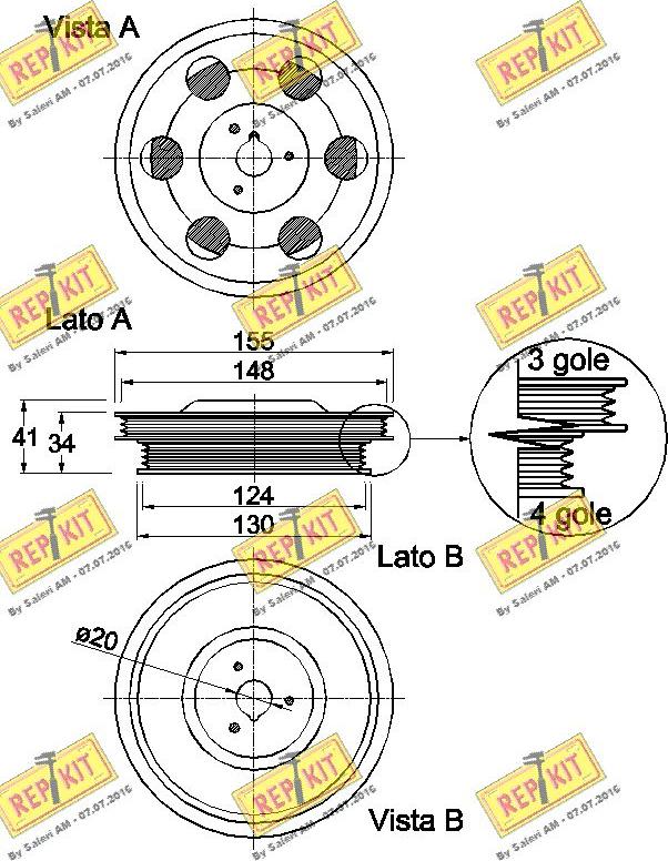 REPKIT RKT9313 - Ремінний шків, колінчастий вал autocars.com.ua