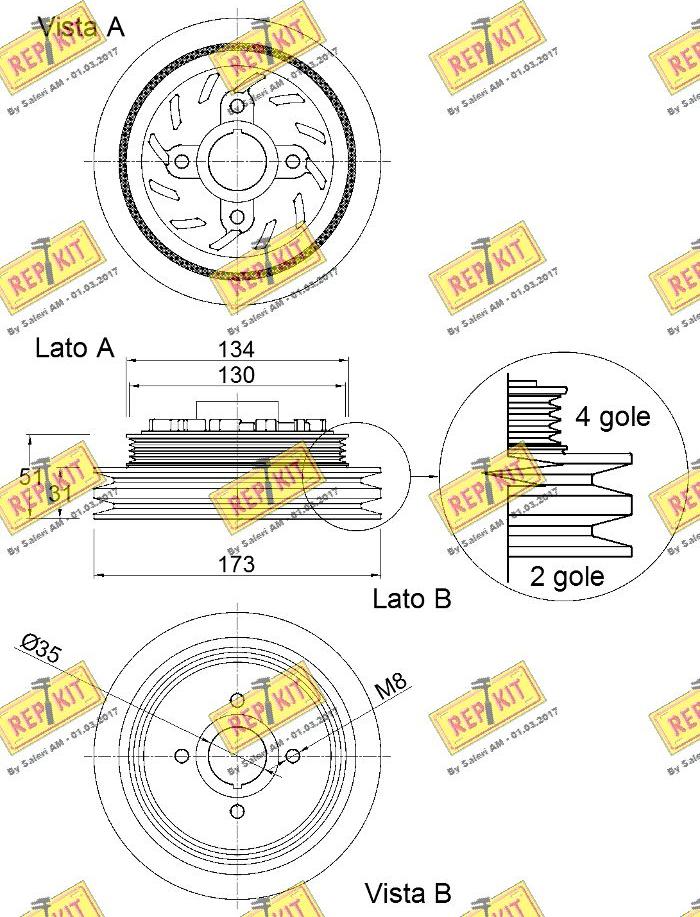 REPKIT RKT9339 - Ремінний шків, колінчастий вал autocars.com.ua