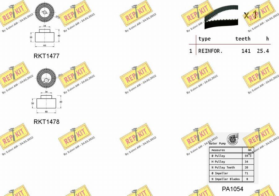 REPKIT RKTK0827PA - Водяний насос + комплект зубчатого ременя autocars.com.ua