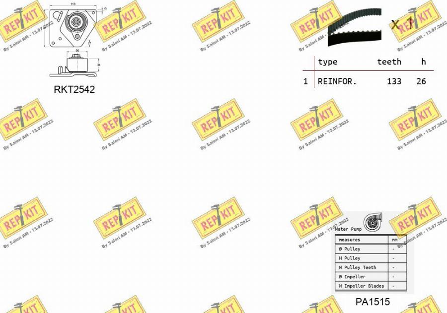 REPKIT RKTK0931PA2 - Водяний насос + комплект зубчатого ременя autocars.com.ua