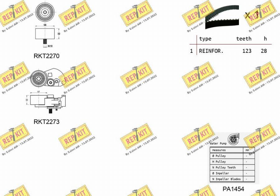 REPKIT RKTK1070PA2 - Водяний насос + комплект зубчатого ременя autocars.com.ua