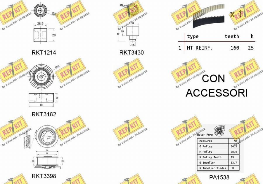 REPKIT RKTK1125PA - Водяний насос + комплект зубчатого ременя autocars.com.ua