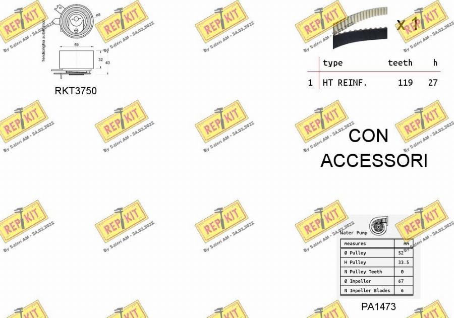 REPKIT RKTK1168PA - Водяной насос + комплект зубчатого ремня autodnr.net