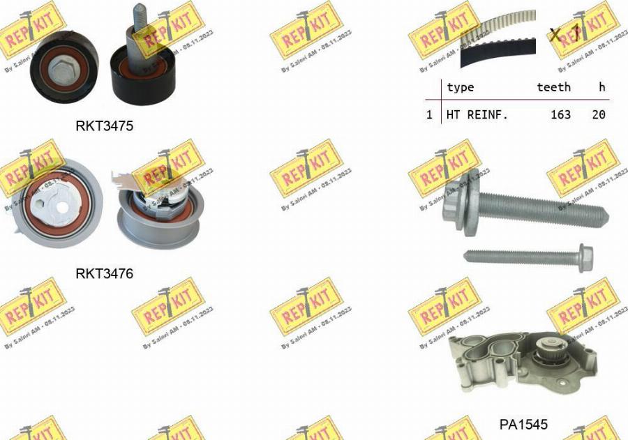 REPKIT RKTK1174PA2 - Водяной насос + комплект зубчатого ремня autodnr.net