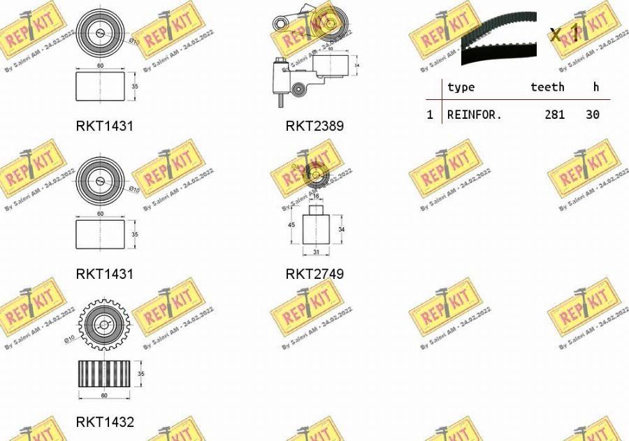 REPKIT RKTK1254 - Комплект ременя ГРМ autocars.com.ua