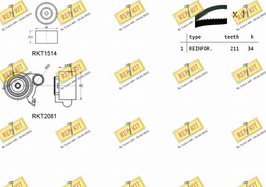 REPKIT RKTK1284 - Комплект ременя ГРМ autocars.com.ua