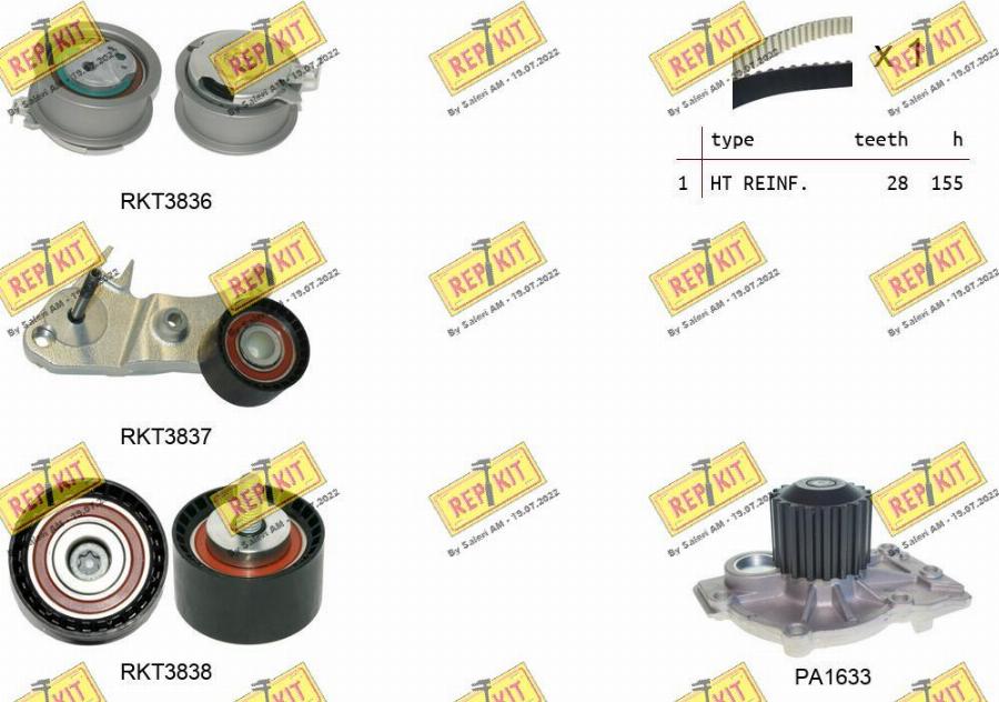 REPKIT RKTK1292PA - Водяной насос + комплект зубчатого ремня autodnr.net