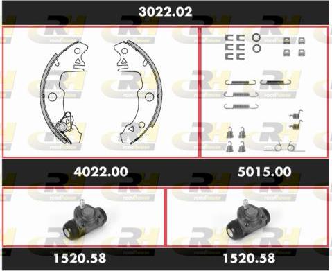 Roadhouse 3022.02 - Комплект гальм, барабанний механізм autocars.com.ua