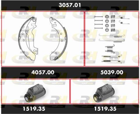 Roadhouse 3057.01 - Комплект гальм, барабанний механізм autocars.com.ua