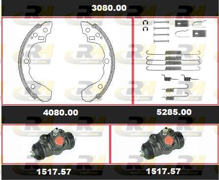 Roadhouse 3080.00 - Комплект тормозных колодок, барабанные avtokuzovplus.com.ua