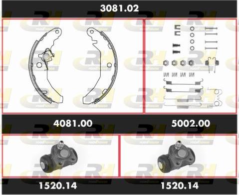 Roadhouse 3081.02 - Комплект тормозных колодок, барабанные avtokuzovplus.com.ua