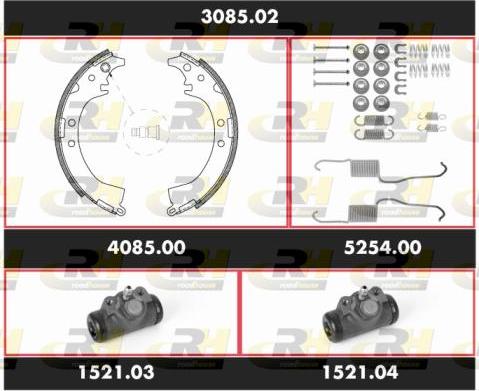 Roadhouse 3085.02 - Комплект гальм, барабанний механізм autocars.com.ua