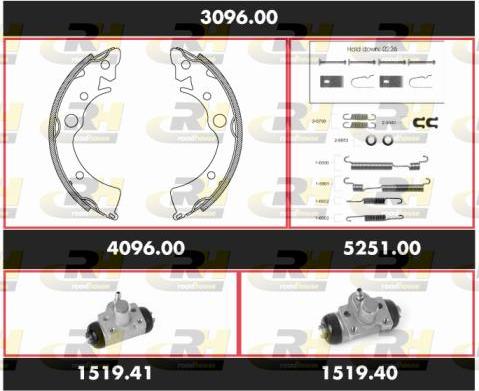 Roadhouse 3096.00 - Комплект гальм, барабанний механізм autocars.com.ua