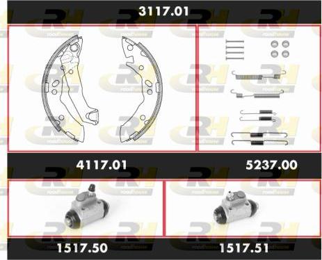 Roadhouse 3117.01 - Комплект гальм, барабанний механізм autocars.com.ua