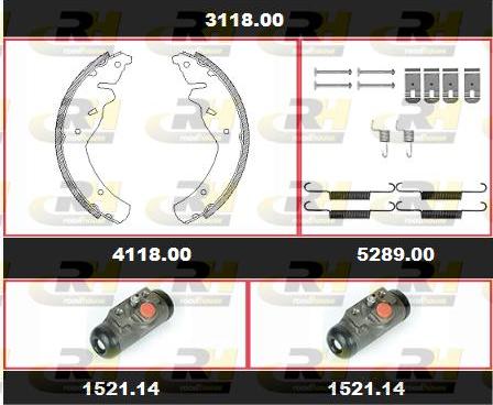 Roadhouse 3118.00 - Комплект гальм, барабанний механізм autocars.com.ua