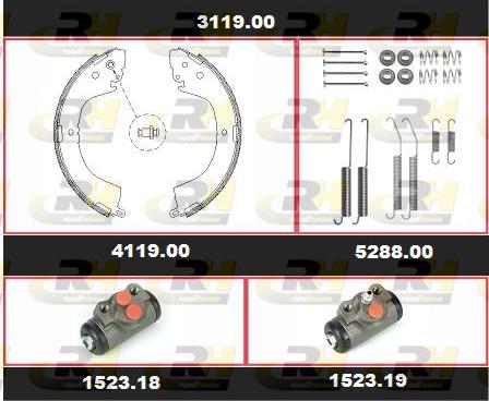 Roadhouse 3119.00 - Комплект тормозных колодок, барабанные avtokuzovplus.com.ua