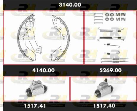 Roadhouse 3140.00 - Комплект гальм, барабанний механізм autocars.com.ua